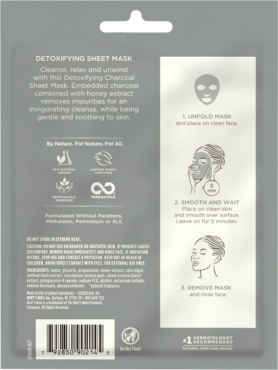 Detoxifying Charcoal Sheet Mask with Honey - US 6696